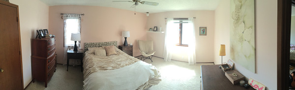 Intimate White walls, with a Romance accent wall